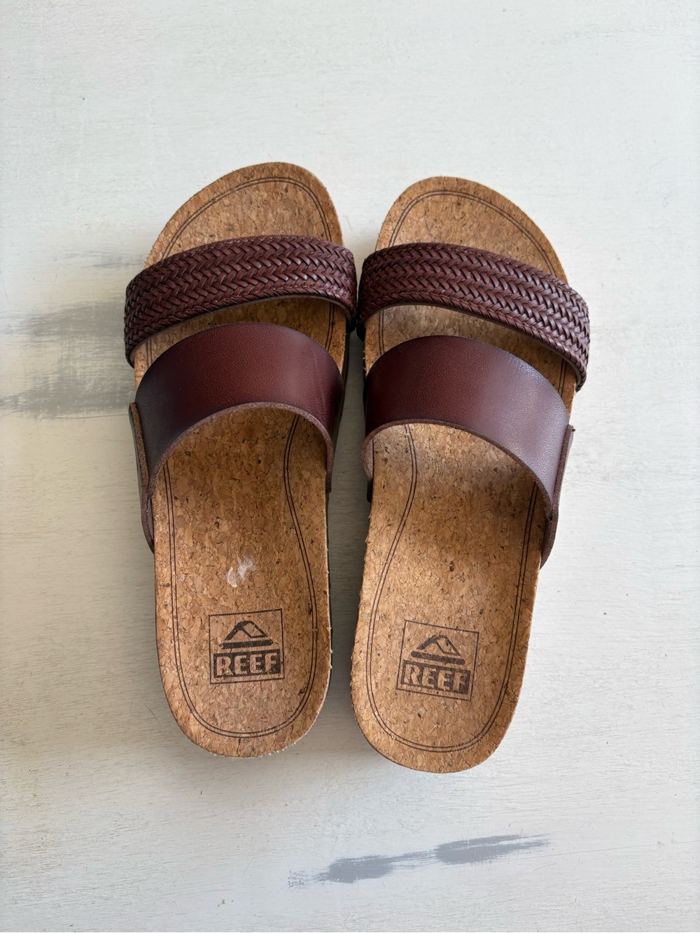 Reef Women’s Brown Double Strap Cork Slides